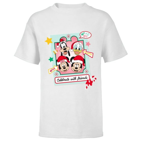 Disney Mickey Mouse & Pals Christmas Celebrate with Friends - Short Sleeve T-Shirt for Kids - Customized-White