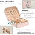 thumbnail image 3 of Travel Jewelry Box Pruple Flower PU Leather Jewelry case Small Portable Jewelry Organizer Box for Rings Earrings Necklaces Bracelets（Pink）, 3 of 7