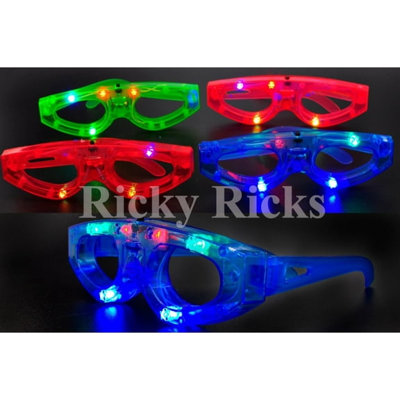 12 Light-Up Glasses Kids Sunglasses LED Shades Flashing Blinking Rave Glow Party