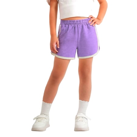Resicozy Girls Soccer Shorts 2026 Athletic Running Basketball Gym Dolphin Shorts for Kids Teen 3-15 Years Purple 110