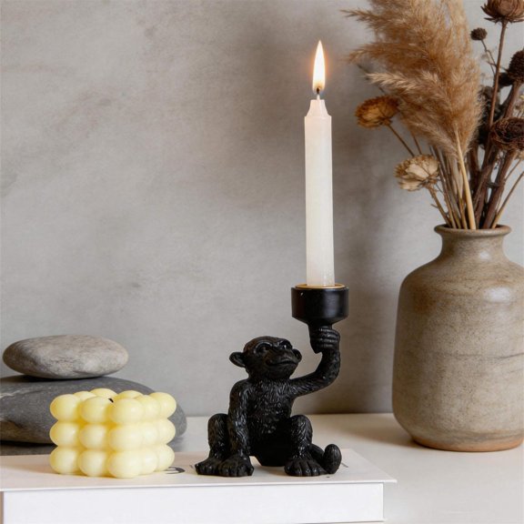 Resin Candlestick Monkey Shaped Long Candle Tabletop Holiday Decoration