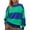 Green, variant on mihongmao Trendy Tops for Women 2026 Women's Fall Striped Print Sweatshirt Long Sleeved Crewneck Basic Tops Blouse,Womens Tops under $5 Green XL