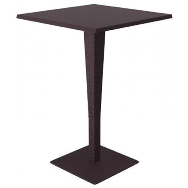 Siesta ISP888-BR 27.5 in. Riva Werzalit Top Square Bar Height Table, Brown
