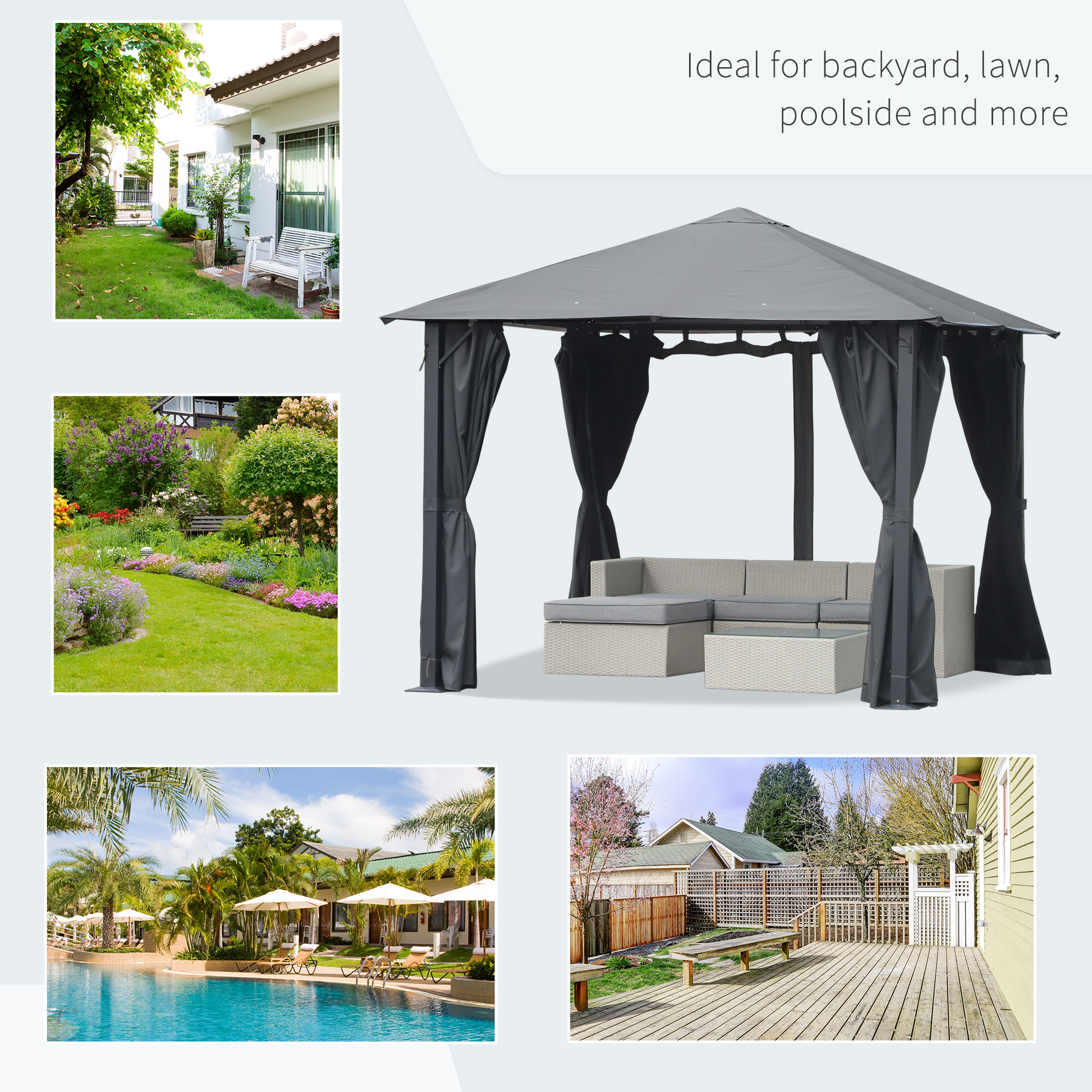 Outsunny 10' x 10' Screened Gazebo, Water-Resistant