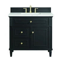 James Martin Vanities 36" Single Vanity, Black Onyx w/ 3 CM Ethereal Noctis Quartz Top