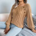 thumbnail image 5 of Women'S Casual Leopard Print Knitted Pullover Sweaters Long Sleeve Crew Neck Jumper Tops Khaki L, 5 of 7