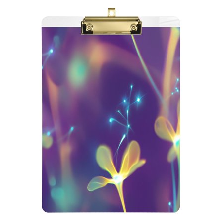 Fashion Clipboard, Acrylic Clipboards, 12.5 x 9 in Clipboard with metal clips, Clip with Retractable Hanging Tab A Close-up Of Glowing Shapes