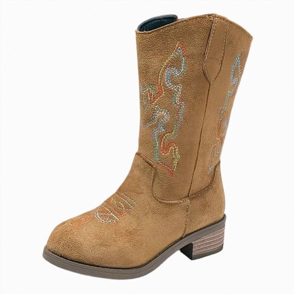 Little/Big Girls Boots Classic Cowboy Boot Mid Calf Boot for Casual Kids Winter Wear
