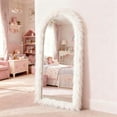 thumbnail image 2 of Easy4Home 71"x32" Large Fluffy Arch Full-Length Floor Mirror Dressing Mirror with Fuzzy Frame for DIY, White, 2 of 4