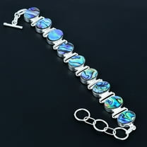 Abalone Shell Oval Gemstone 925 Sterling Silver Gift Jewelry Bracelet 8" VJ 1131
