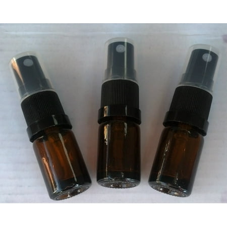  Best Essential Oil Amber Glass Spray Bottles -5ml (1/6 fl oz) bottles w/Plastic Spray Top - Empty