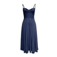 thumbnail image 4 of Wdgfv Womens Corset Dress Spaghetti Strap Bustier Midi Dresses Vintage Party Dress Flowy Pleated Hem Low Cut Prom Dresses Blue M, 4 of 5