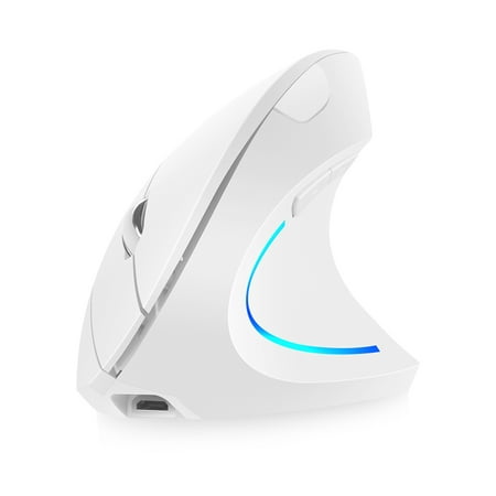 2.4G Wireless Vertical Rechargeable Upright Ergonomic 3 Adjustable DPI Levels RGB Flowing N Play, White