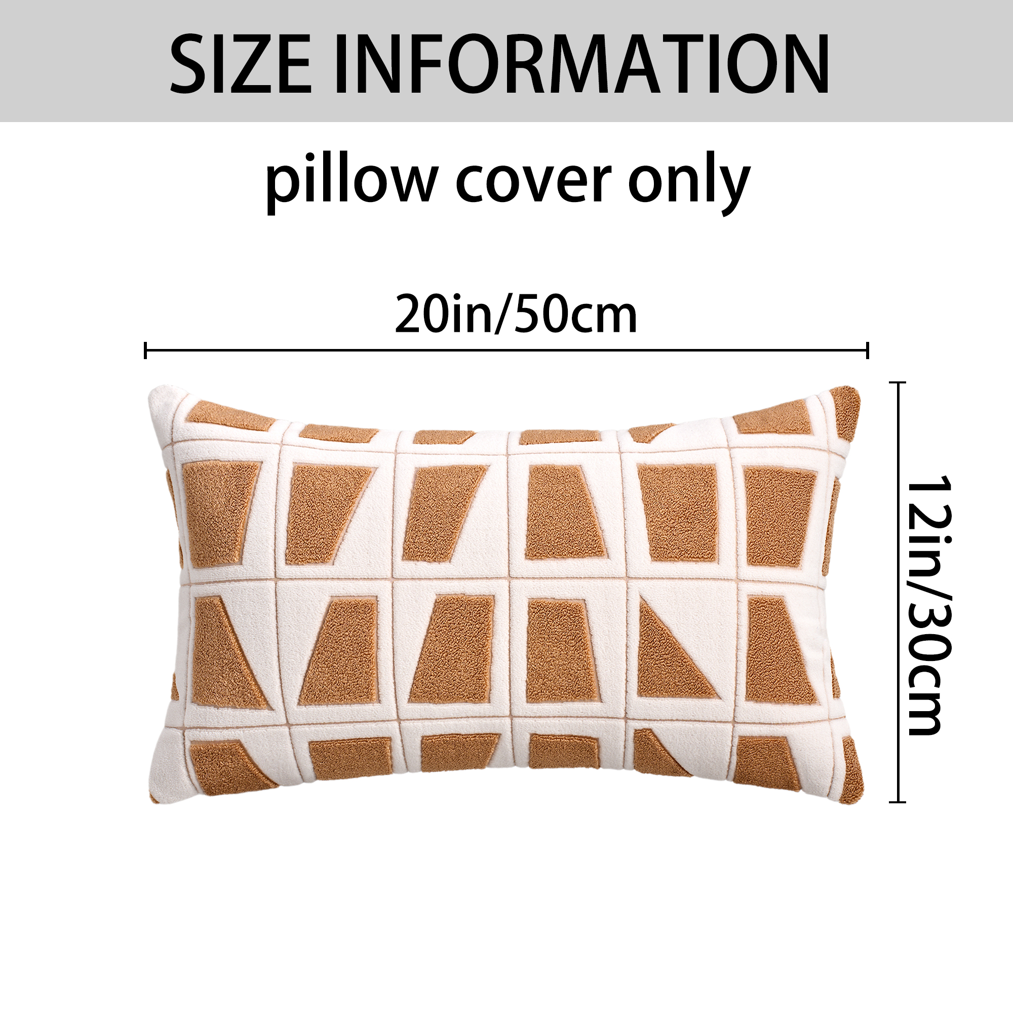 Unique Bargains Set of 2 Geometric Soft Plush Cushion Case Pillow Covers 20" x 12" Khaki