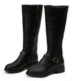 thumbnail image 4 of Women's Knee High Boots Buckle Zipper Faux Leather Warm Winter Boots Comfortable Block Heel Mid Calf Boots Fashion Elegant Outdoor Shoes Black 43, 4 of 9