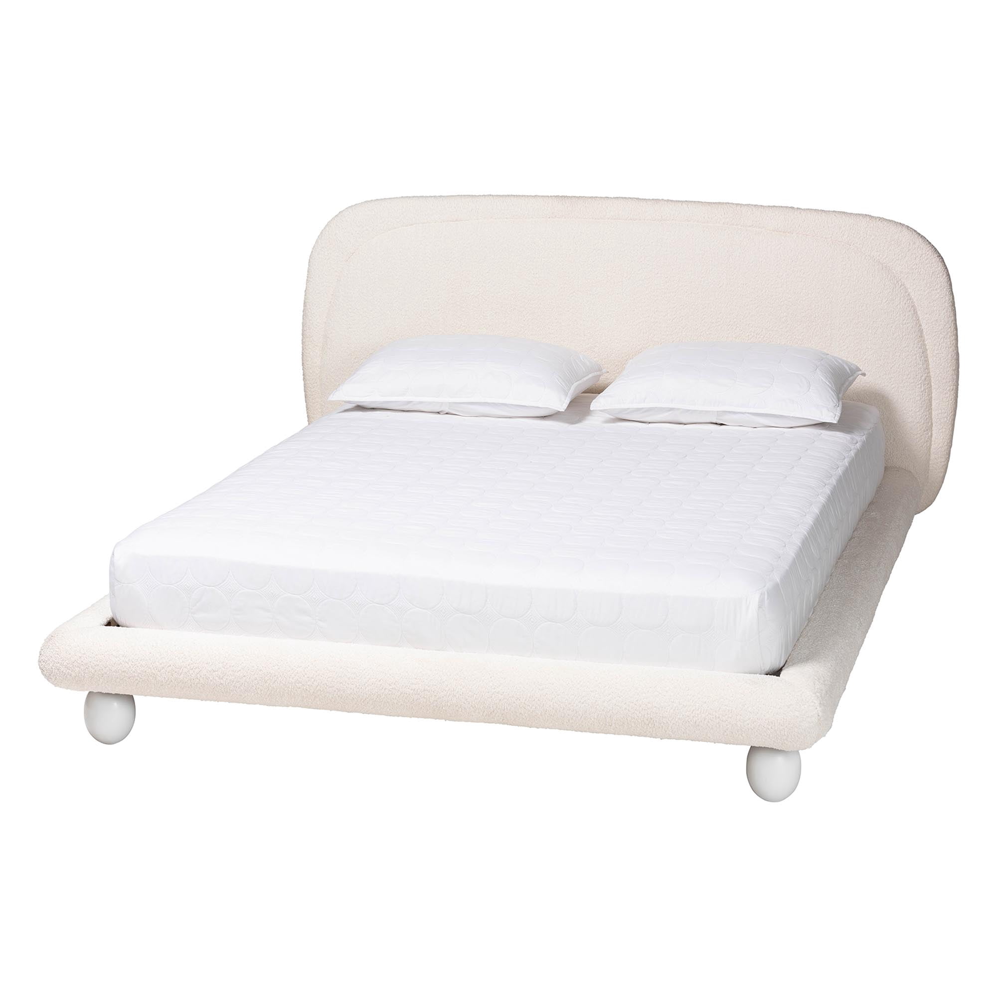 Baxton Studio Eladio Modern Luxe Platform Bed, Queen, White