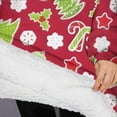 thumbnail image 3 of Oversized Wearable Blanket Hoodie,Red Christmas Decoration Pattern Sherpa Blanket Hoodie with Super Pockets,Super Warm Fuzzy Pullover for Women & Men, 3 of 6