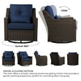 thumbnail image 6 of CHITA Outdoor Chestnut Wicker Swivel Glider Chair and Ottoman with Cushion, Blue, 6 of 13