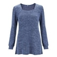 thumbnail image 3 of Spencer Womens Tunic Tops for Leggings Square Neck Long Sleeve T Shirts Casual Fall Sweatshirts S-2XL (XL, Blue), 3 of 8