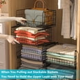 thumbnail image 6 of Huxidaja 4-Tier Sliding Closet Organizers, Stackable Carbon Steel Pull-Out Wire Baskets with Slide Rails, Black, 6 of 8