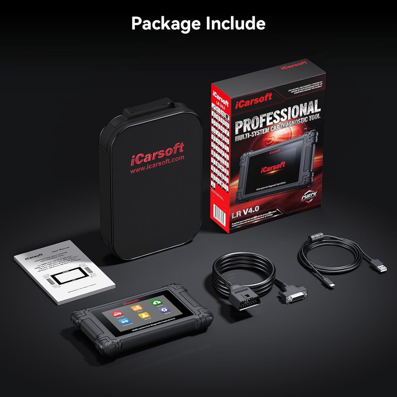 iCarsoft LR V4.0 Automotive Diagnostic Tool with Full Systems Bidirectional Diagnostic Scan Tool, OBD2 Scanner
