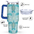 thumbnail image 3 of 40oz Cute Ocean Life Turtle Stainless Steel Flip Straw Tumbler Spill Proof Travel Cup Double Wall Vacuum Insulated Coffee Mug with Top Handle, 3 of 6