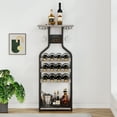 thumbnail image 1 of QinaQin Freestanding Floor Wine Rack, Multi-Functional Mini Bar Table with Storage Shelves and Glass Holder, 1 of 8