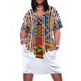 thumbnail image 1 of Kente design Vestido de verano suelto con bolsillos estampado africano ropa africana, 1 of 6