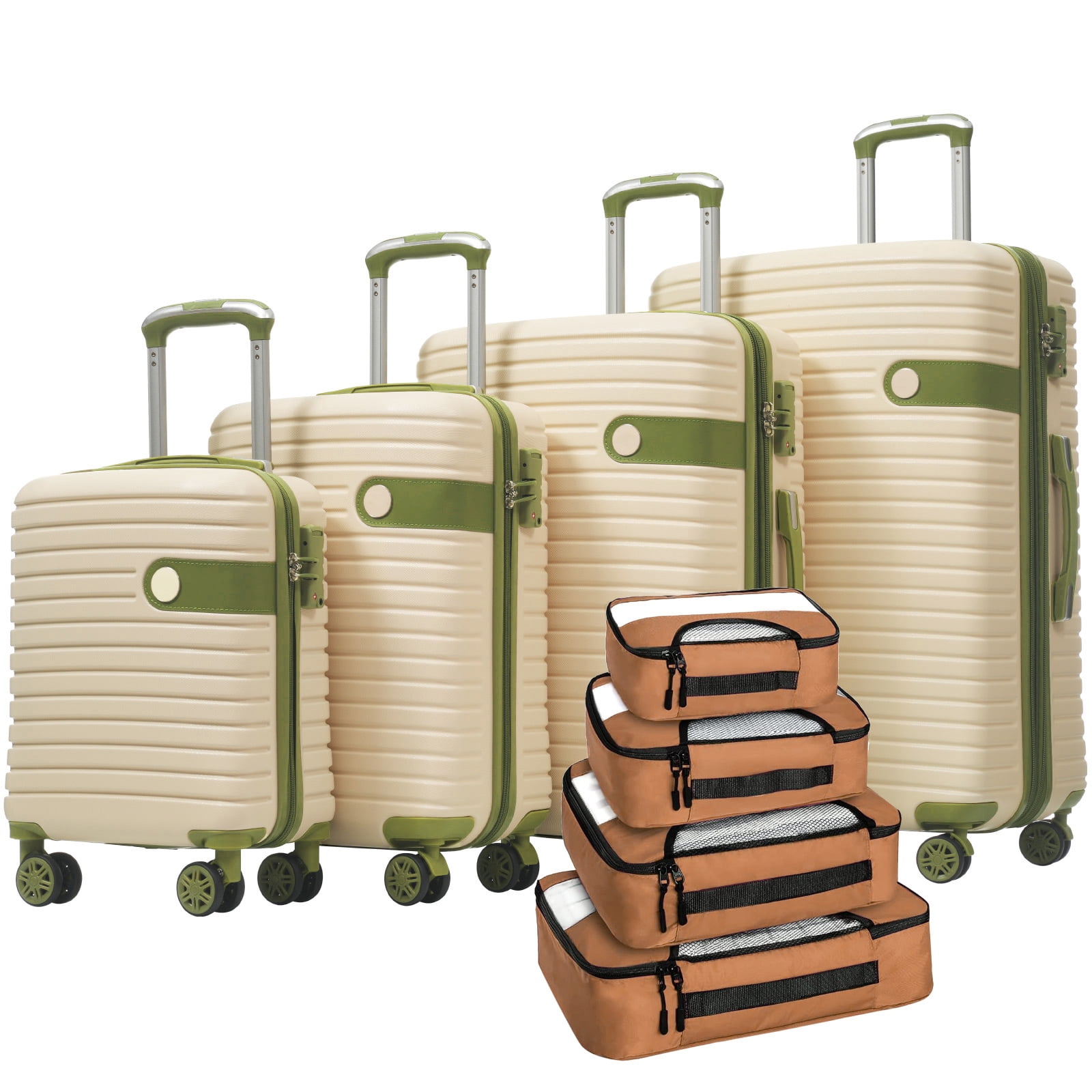 4 Piece Luggage Set Suitcase Set, ABS Hard Shell Lightweight Expandable Travel Luggage with 4 Packing Cubes, TSA Lock, Spinner Wheels for Men Women(16/20/24/28)