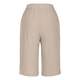 thumbnail image 6 of Endives Linen Shorts For Women Knee Length Tie High Waisted Elastic Casual Wide Leg Short Summer Pants Daily Wear, 6 of 7