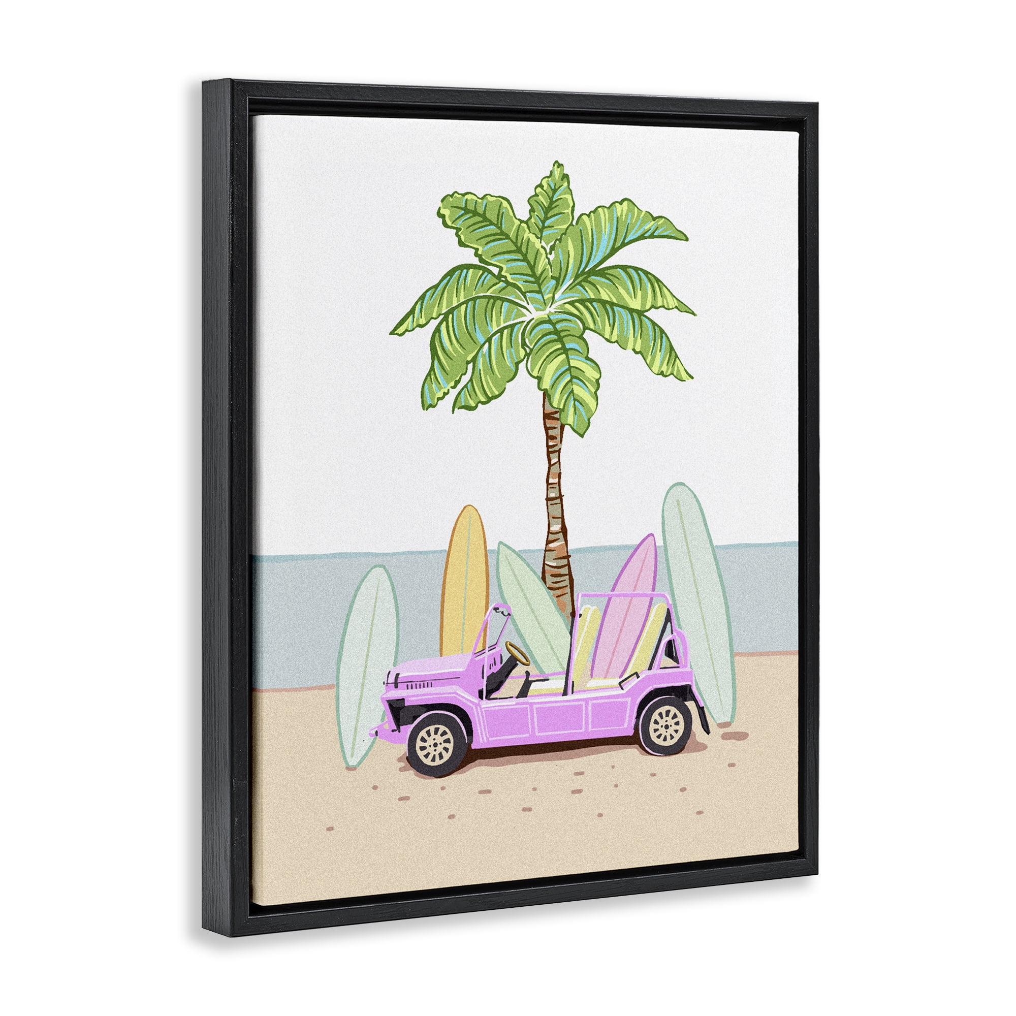 Surfboard Filled Car Black Framed Floater Canvas Wall Art, design by Ziwei Li