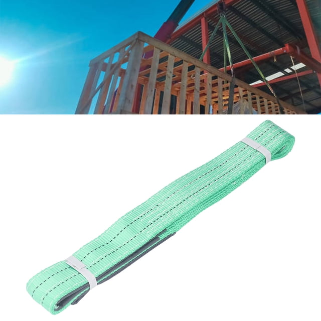Crane Lifting Rope, 2m Length 50mm Width Flat Lifting Strap Multi Layer Weaving 2T Load Bearing Wear Resistance Safe and Durable for Ship Engineering