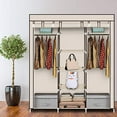 thumbnail image 2 of 59 inches Portable Closet Wardrobe, Non-Woven Fabric Closet Storage Organizer with 2 Hanging Rods &9 Storage Shelves, Quick and Easy Assembly (Beige), 2 of 7