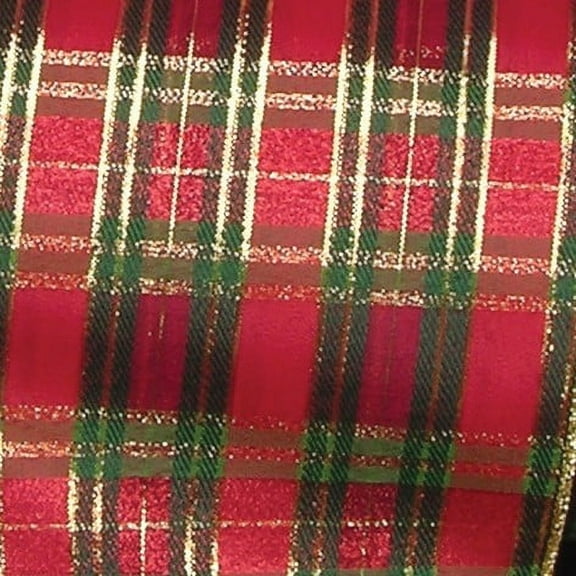 The Ribbon People Red and Green Tartan Christmas Wired Craft Ribbon 6" x 20 Yards