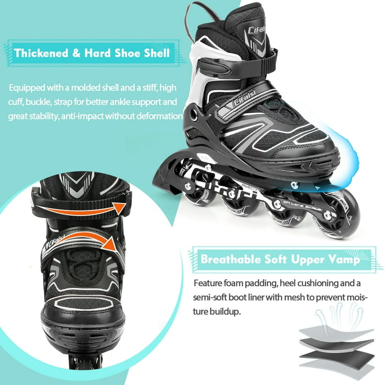 Cifaisi Adjustable Inline Skates with Illuminating Wheels for Kids, Adults, Girls and Boys,Size 3-5