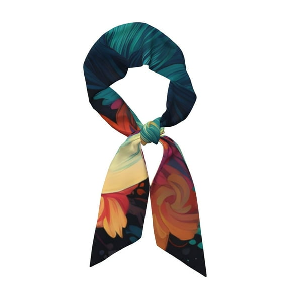 Xecao Colorful Flower Goat Pattern Large Satin Head Scarf - Satin Hair Scarves Silk Bandana Scarf Headscarf Silk Feeling Scarf for Women