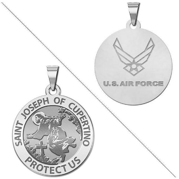 Saint Joseph of Cupertino Doubledside AIR FORCE Religious Medal 3/4 Inch Sterling Silver