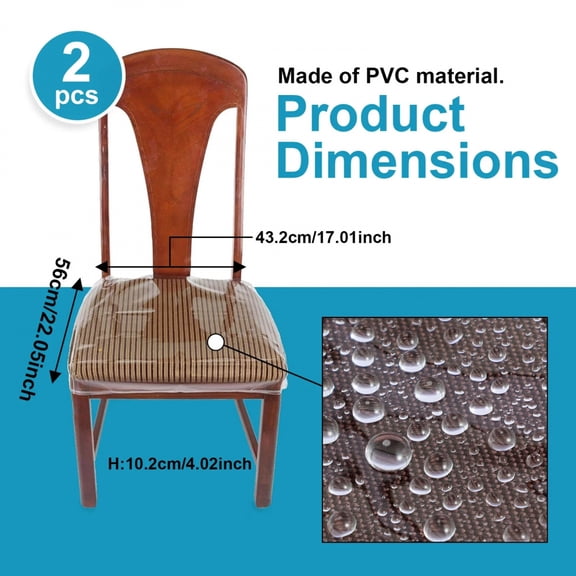 2Pcs Transparent Chair Covers PVC Waterproof Dining Chairs Protector Anti Scratch Seat Cushion Protective Cover for Kitchen