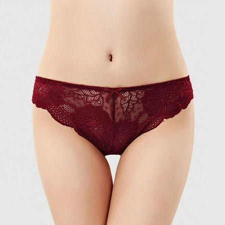 snowsong Womens Underwear Seamless Underwear Women s Sexy Cute Underpants Bow Panties Low Waist Lace Briefs Underwear Panties for Women Sexy Underwear Lingerie for Women Red XL