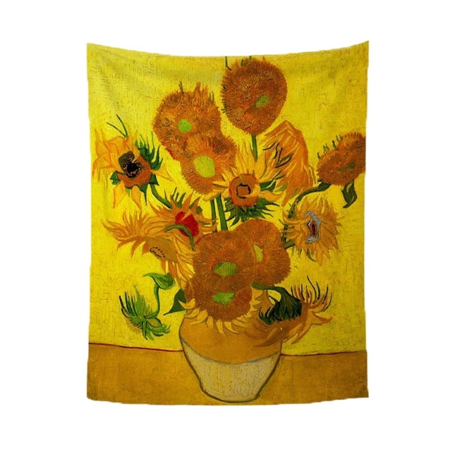 Tapestry Van Goghs Art con forma de girasol para pared, 150 x 130 cm, microtela