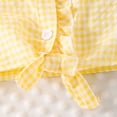 thumbnail image 6 of mgoYE Toddler Girl Button Shirt Tie Knot Shirt Plaid Blouse Sleeveless Ruffled Tops Kids Baby Summer Clothes Size 12-18 Months Yellow, 6 of 9
