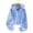 Blue, variant on Button Up Hooded Cardigan for Women Drawstring Bubble Long Sleeve Cropped Cardigans Open Front Casual Sweater Hoodie Jacket Fall Sweet Streetwear Black S