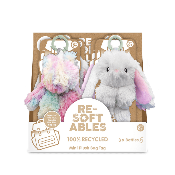 Resoftables Eco Friendly Mini Plush Bag Tag Novelty Toy, Made from 100