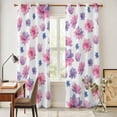 thumbnail image 3 of Purple Pink Spring Floral Kitchen Curtains Window Panels, Summer Botanical Flower Insulated Window Treatment Curtain, Grommet Curtains for Bedroom/Living Room/Bathroom, 2 Piece 42"Wx84"L, 3 of 8