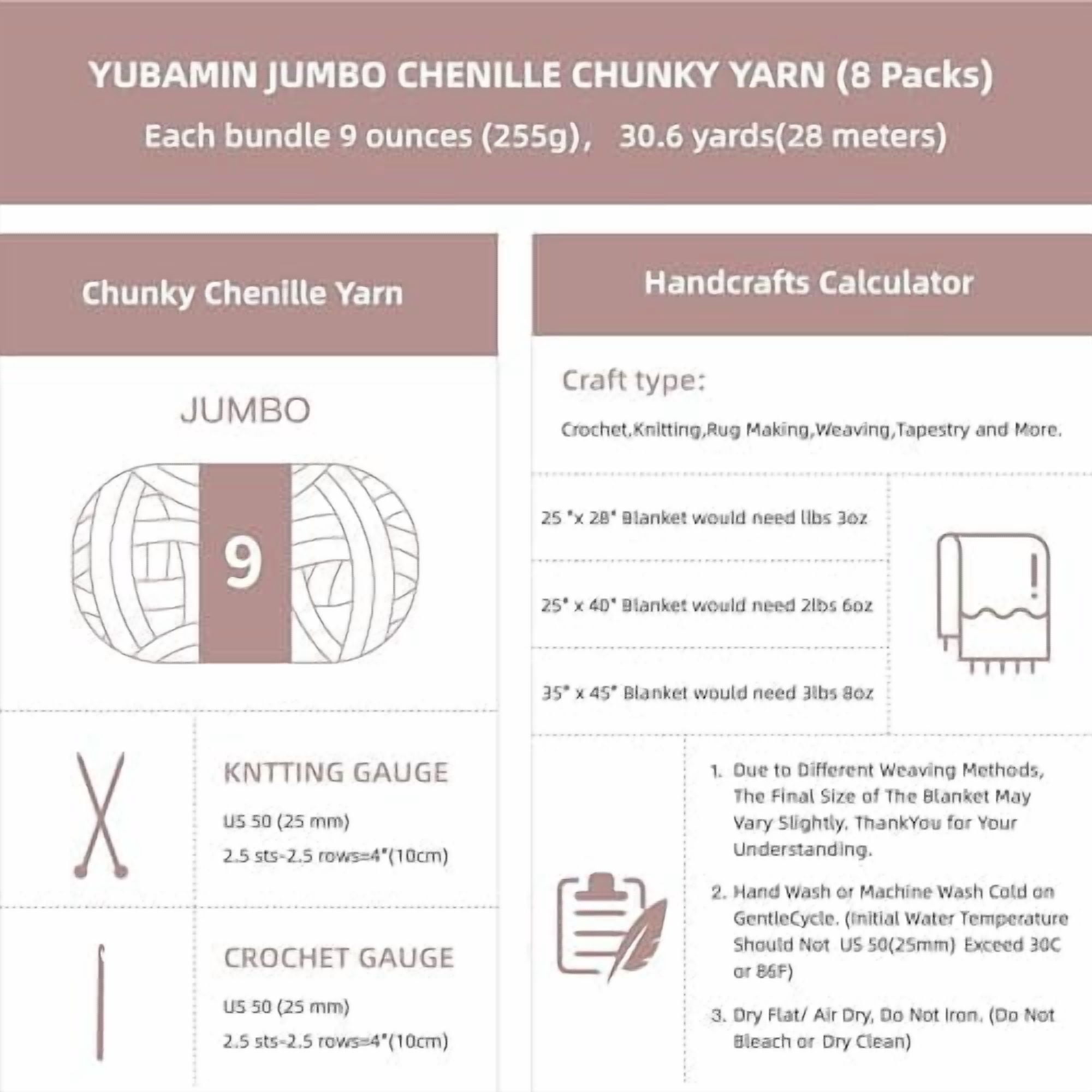 Chunky Yarn for Hand Knitting, 8 Packs Chunky Chenille Yarn for Crocheting, Bulky Thick Fluffy Yarns for Knitting, Super Bulky Blanket Yarns for Handcrafts 2045g (72oz) 245 Yards (224m)