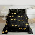 thumbnail image 2 of jejeloiu Cute Animal Cat Bedding Comforter Set,Kawaii Kitten Pattern Twin Comforter Sets,Black Gold Bedding Set For Teens,Beathable Home Decor Reversible,2 Pieces, 2 of 8