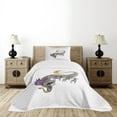 thumbnail image 4 of Ambesonne Dragon Quilted Bedspread Set 2 Pcs, East Beast, Twin Size, Grey Violet Yellow, 4 of 5