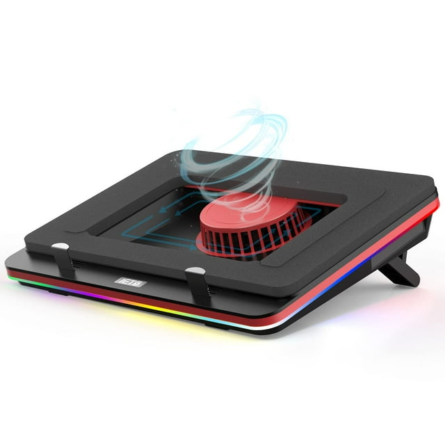 Almohadilla de refrigeración para portátil IETS GT500 Turbo-Fan 5000 RPM RGB 13-17,3 pulgadas