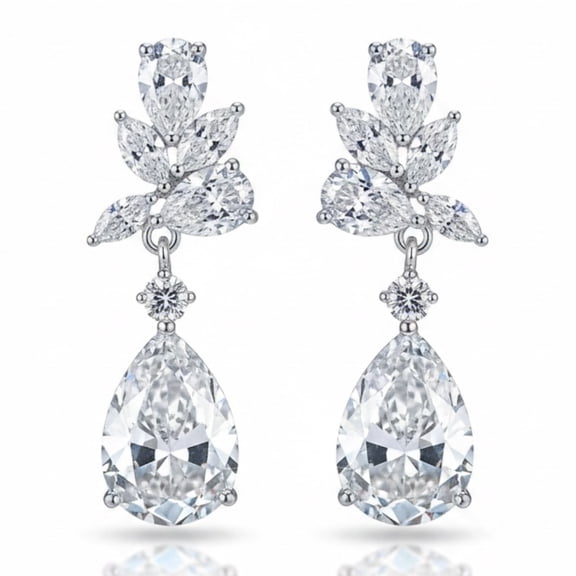 Crystal Dangle Drop Earrings for Women, Elegant Wedding Earrings for Brides Bridesmaids, Cubic Zirconia Rhinestone Trendy Dainty Bridal Earrings Birthday Wedding Formal Prom Jewelry Gifts for Women