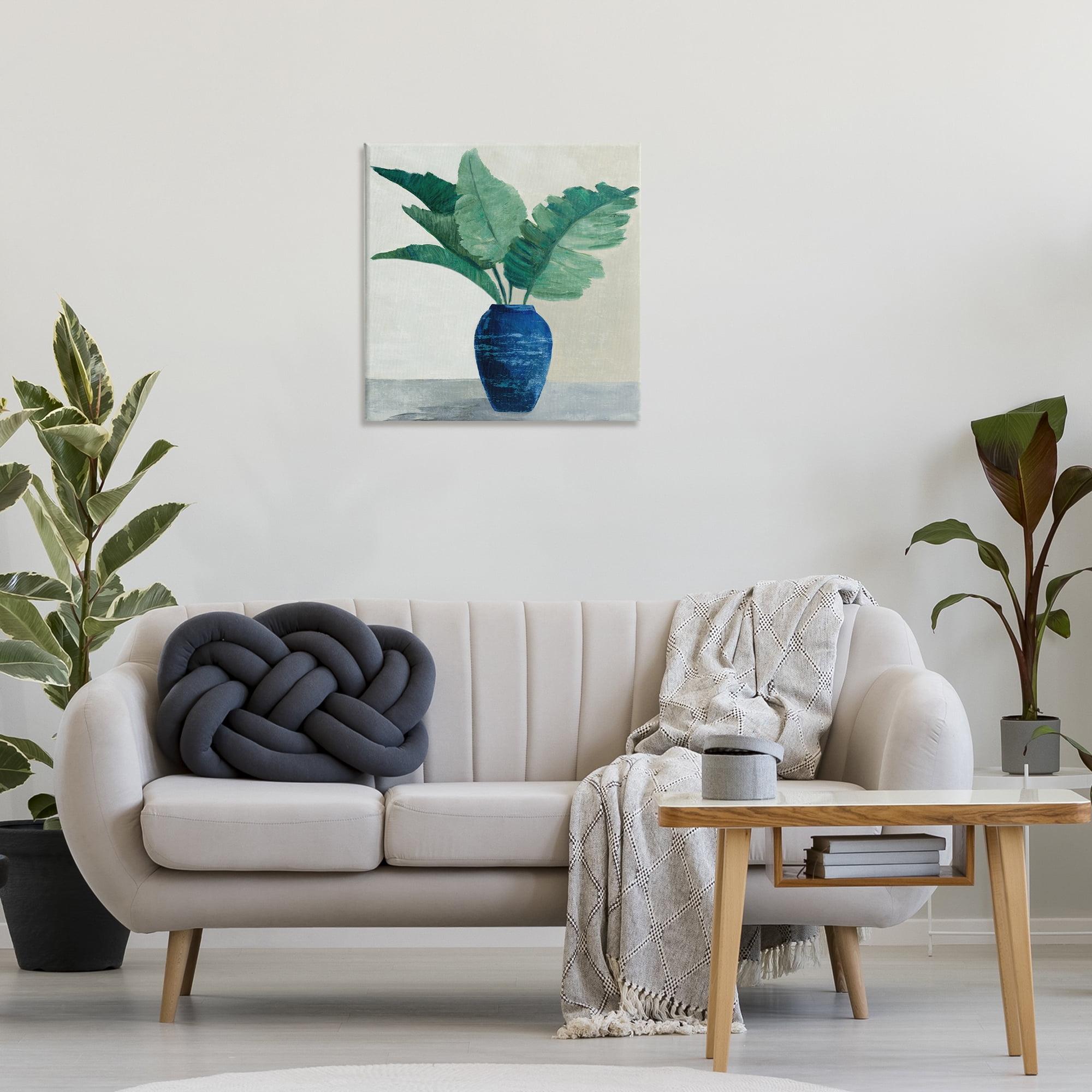 Stupell Industries Fan Palms in Vase Plants & Flowers Painting Wrapped Canvas Art Print Wall Art, 24 x 24